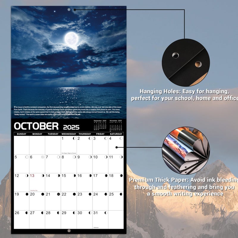 MaaIbok 2025-2026 Wall Calendar - Calendar 2025-2026, July 2025 - December 2026, 12''    24''(Open), 2025-2026 Calendar with Moon Phases, Hanging Holes, Large Blocks, Perfect for Organizing & Planning - Image 3
